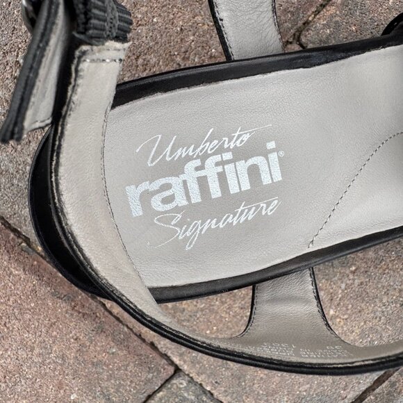 Umberto Raffini Signature Black Leather Wedge Sandals – Size 39 (US 8) - Picture 5 of 5